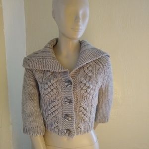 Express Gray Cable Knit, 4 Button Cardigan; XS